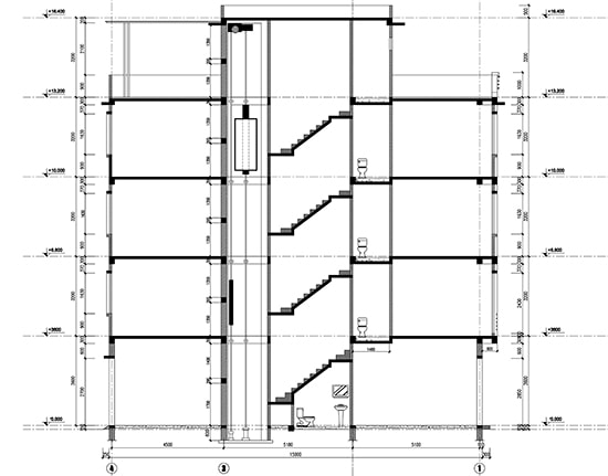 Mẫu thiết kế nhà 45m2 có lắp đặt thang máy gia đình mitsubishi