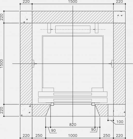 Thiết kế thang máy gia đình cột bê tông 220mm x 220mm